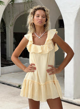 Alicen Frill Mini Dress Yellow Petite