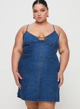 Arwen Denim Mini Dress Blue Curve