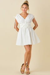 Rosalie Floral Appliqué Tie-Shoulder Dress