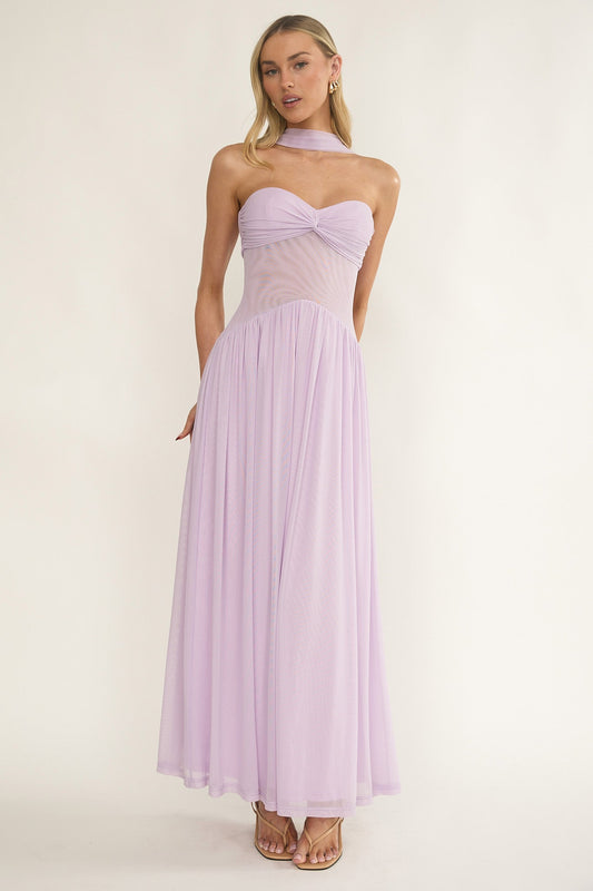 Annita Sheer Waist Maxi Dress Lilac