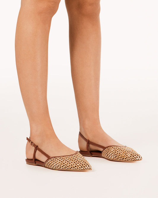 ALISON - DARK TAN-NATURAL RAFFIA