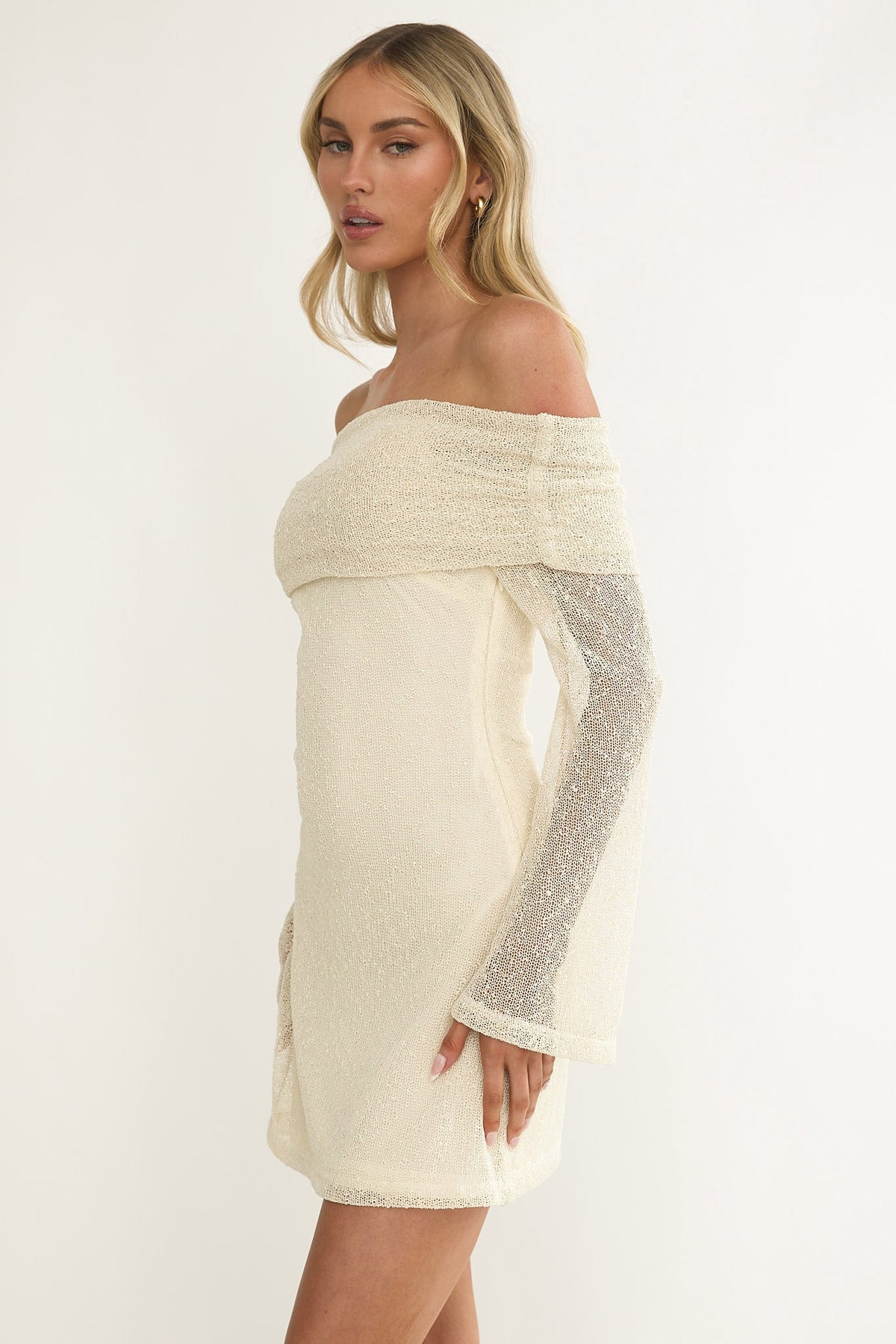 Alivya Off-Shoulder Knit Mini Dress Butter