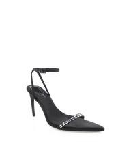 LEONORA - BLACK SATIN-DIAMANTE