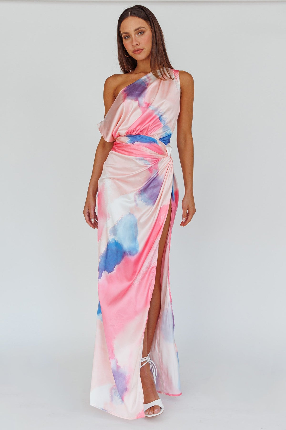 Charm Me Thigh Split Maxi Dress Pink/Blue