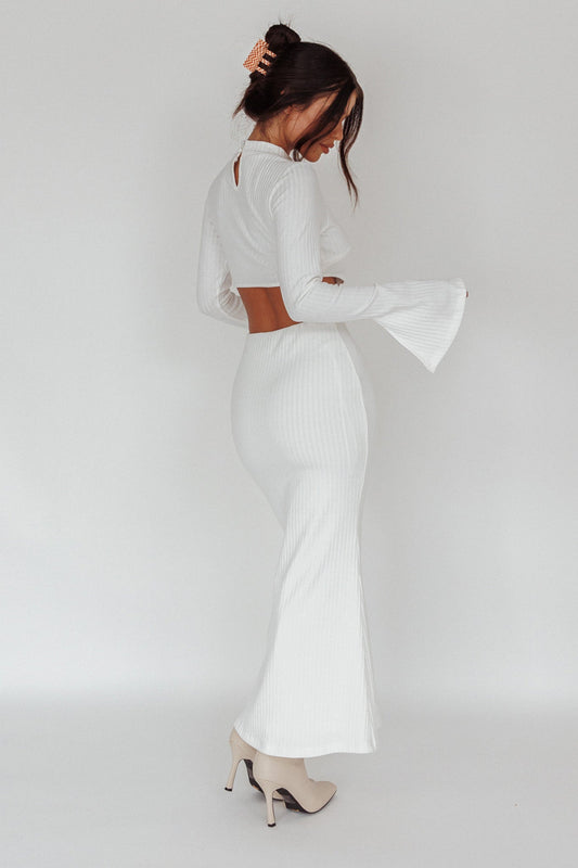 Shianne Long Sleeve Knit Maxi Dress White