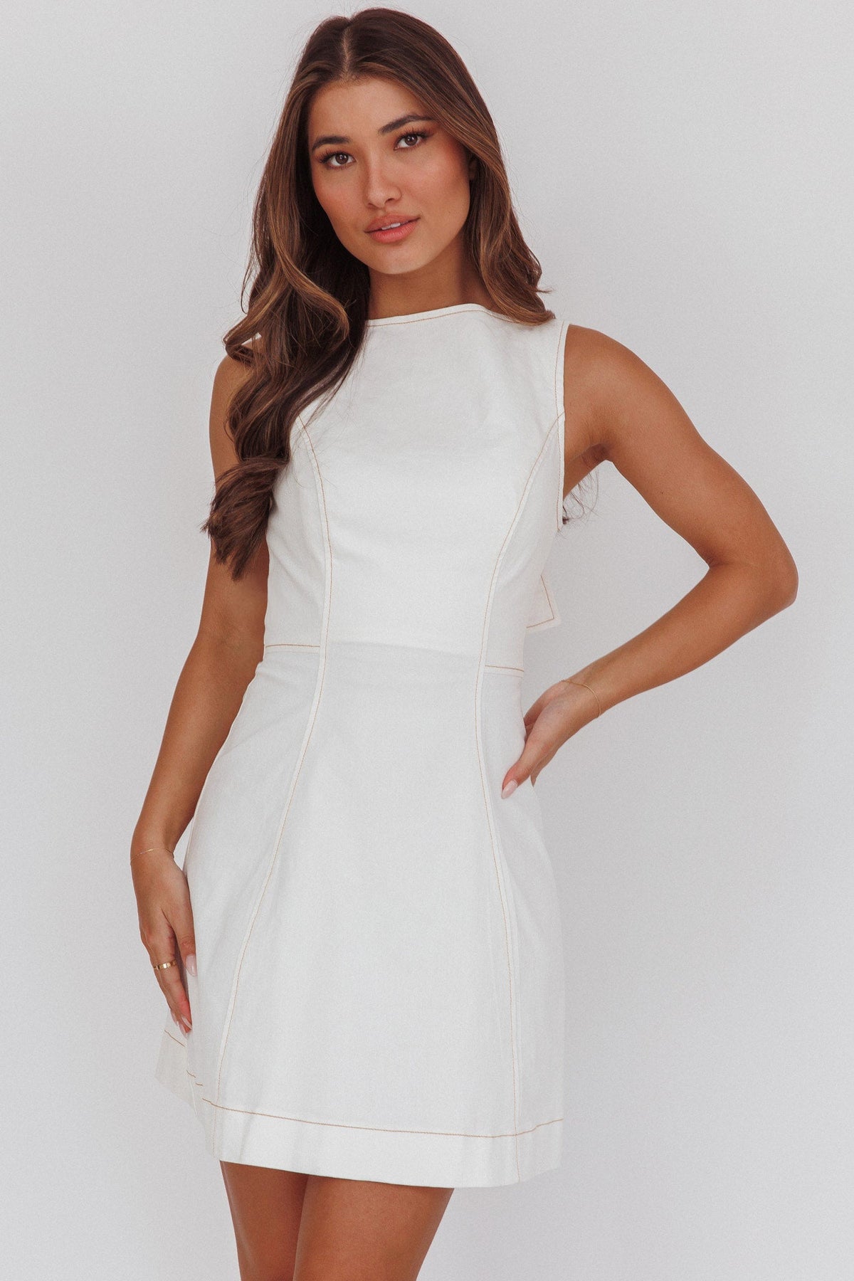 Loreine Tied Back Mini Dress Cream