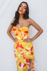 Teoni Maxi Dress - Yellow Print
