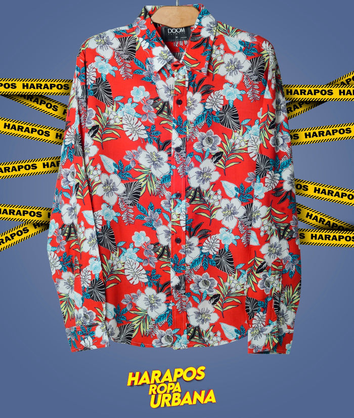Camisa Doom manga larga fucsia con flores