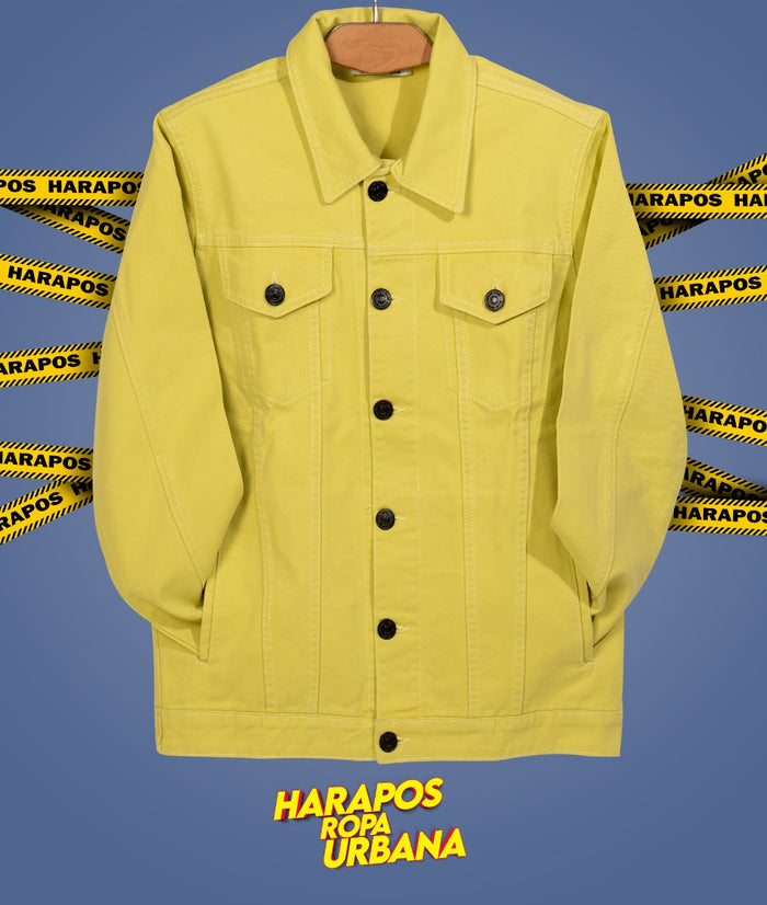 Chaqueta jean essentials basico amarillo pastel