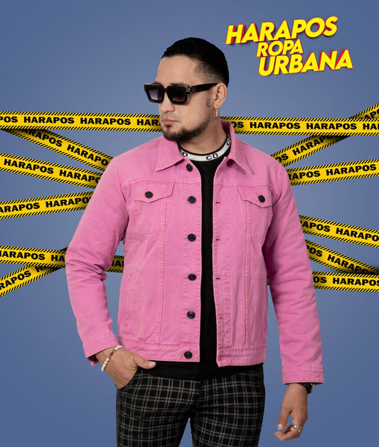 Chaqueta jean essentials basico morado pastel