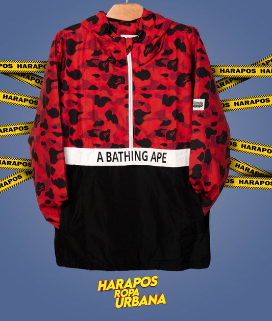Chaqueta rompevientos bape camufada roja (liquidacion)