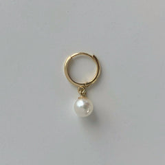 FINAL SALE 14K Gold Pearl Drop Huggie Earring