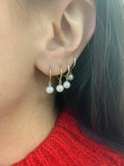 FINAL SALE 14K Gold Pearl Drop Huggie Earring