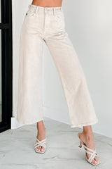 Caruso High Rise Wide Leg Kancan Crop Jeans (Taupe)