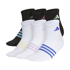 Adidas Kids’ Superlite 3.0 Quarter Socks – 6-Pack Black/White IR0947
