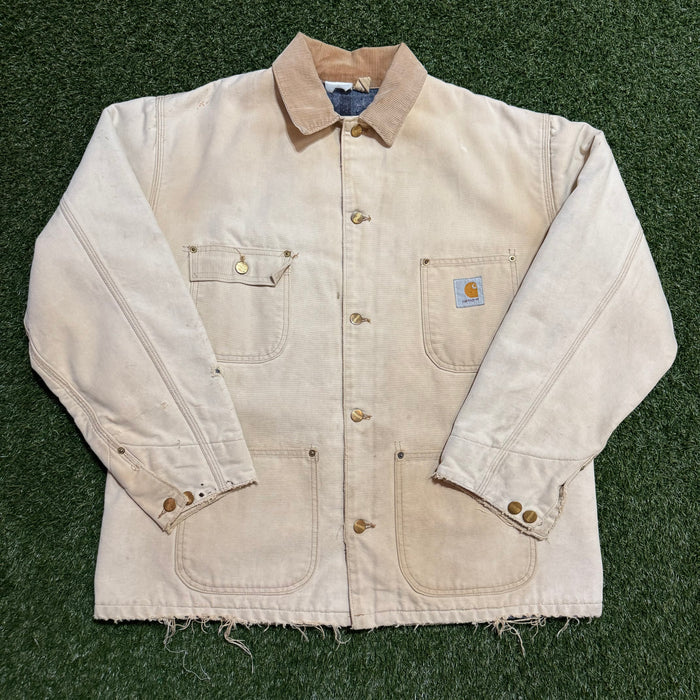 Vintage Carhartt Chore Jacket Blanket Lined Tan - 25x28