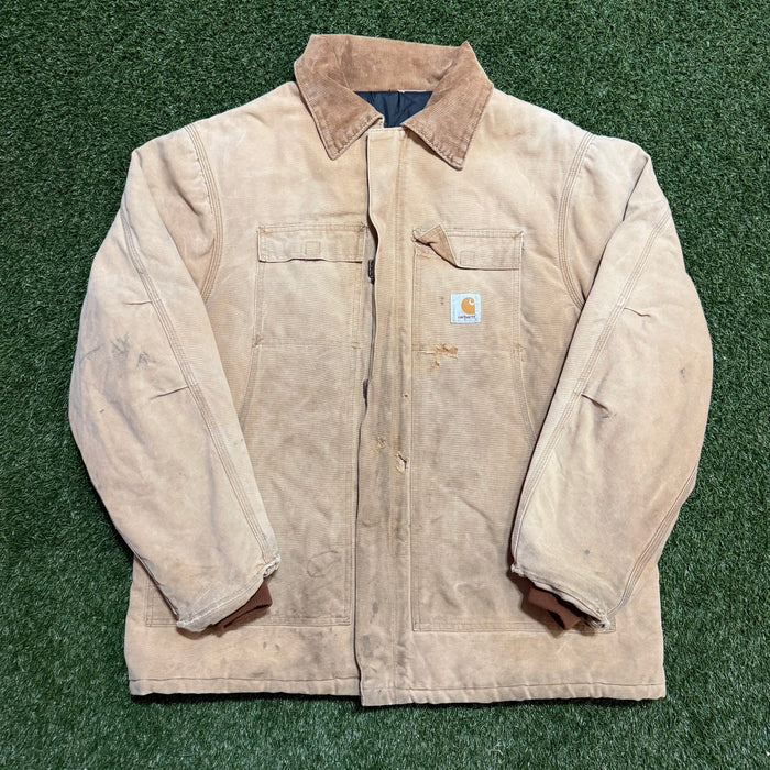 Vintage Carhartt Chore Jacket Blanket Lined Tan - 26.5x30
