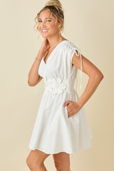 Rosalie Floral Appliqué Tie-Shoulder Dress