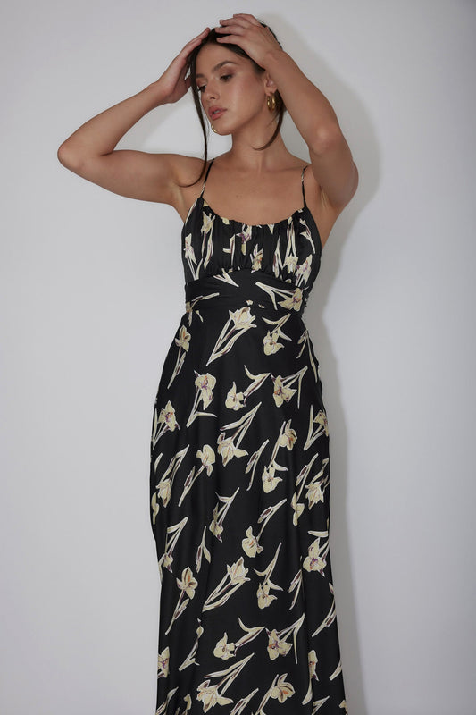 Linka Cami Strap Midi Dress Orchid Black