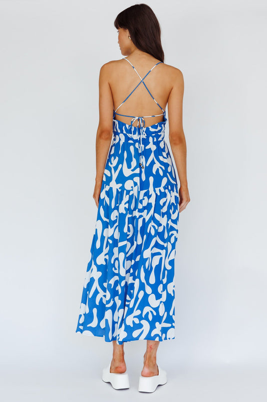 Tiffi Cami Strap Midi Dress Floral Blue