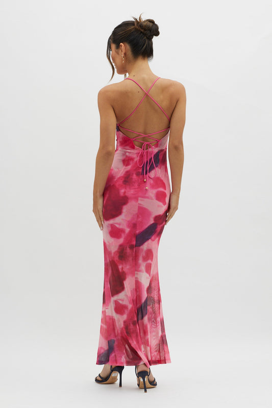 Letting Go Tie-Up Back Maxi Dress Red