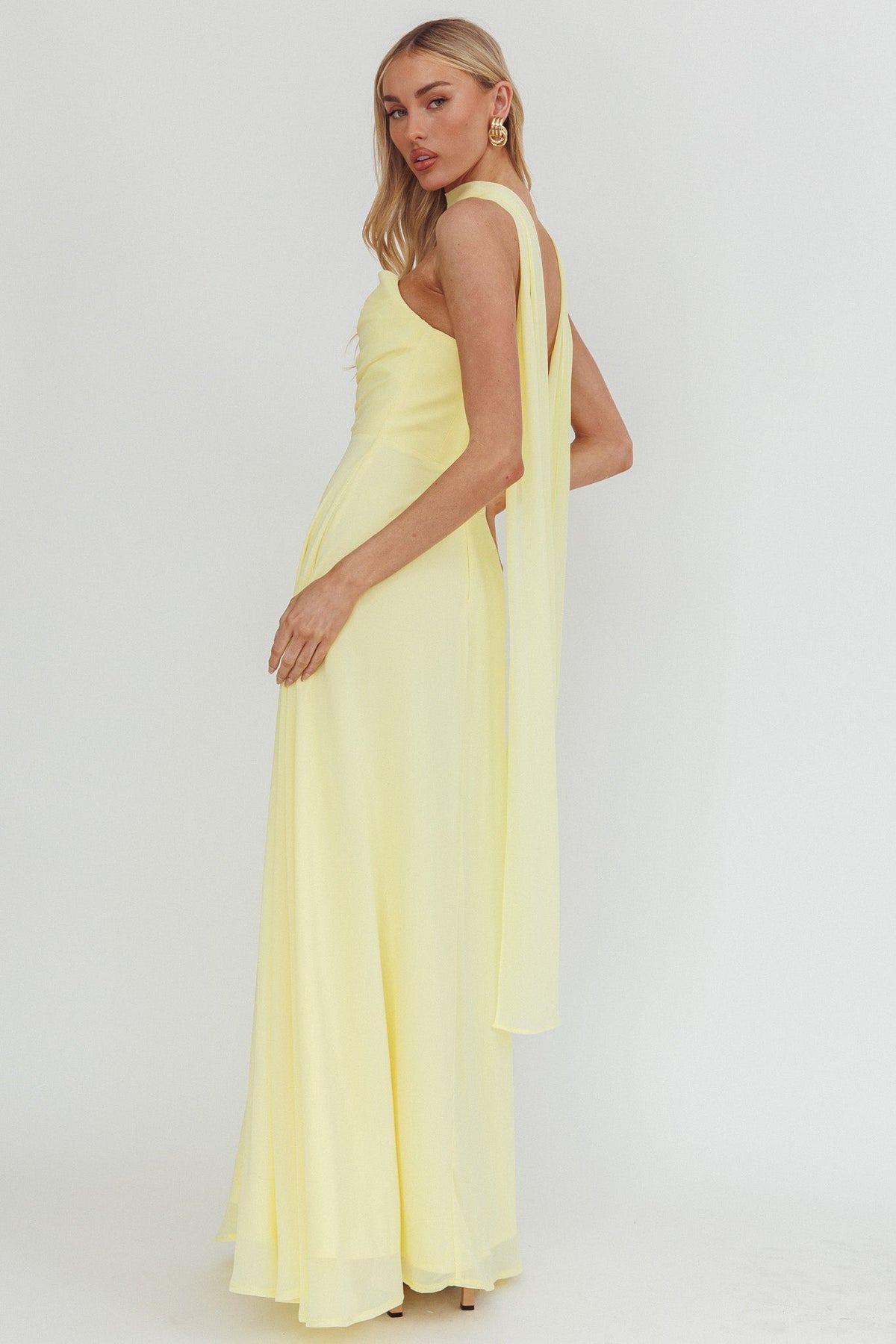 Kaycee Strapless Scarf Maxi Dress Yellow