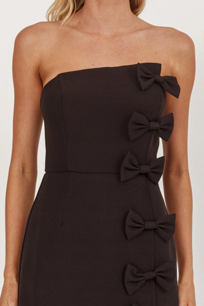 Samanntha Strapless Bow Detail Midi Dress Black