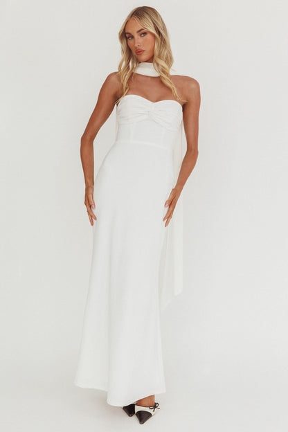 Of The Night Twist Bust Maxi Dress White