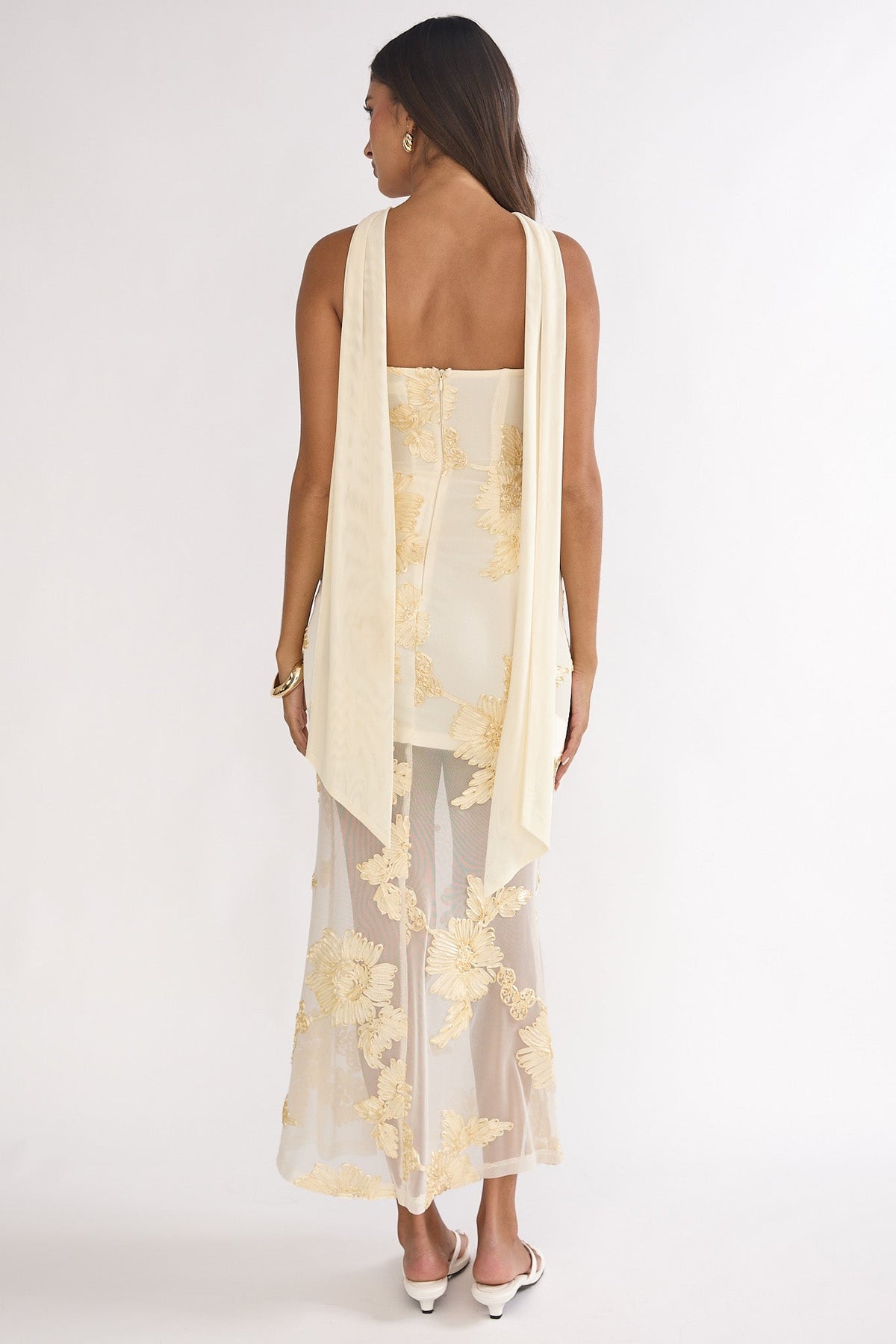Vivia Strapless Embellished Maxi Dress Yellow