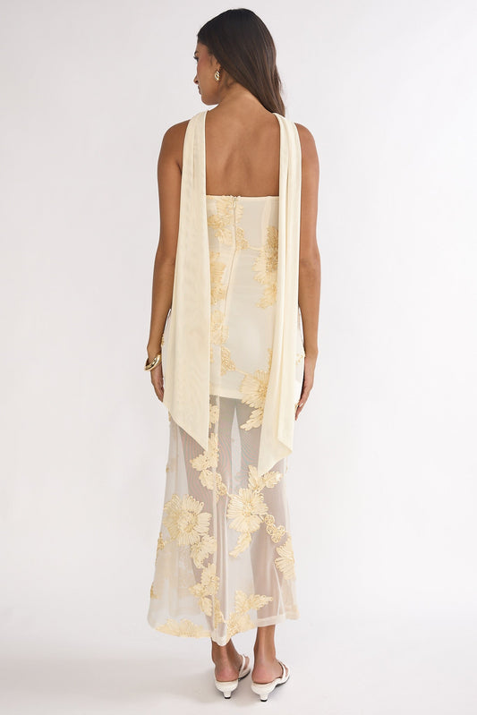 Vivia Strapless Embellished Maxi Dress Yellow