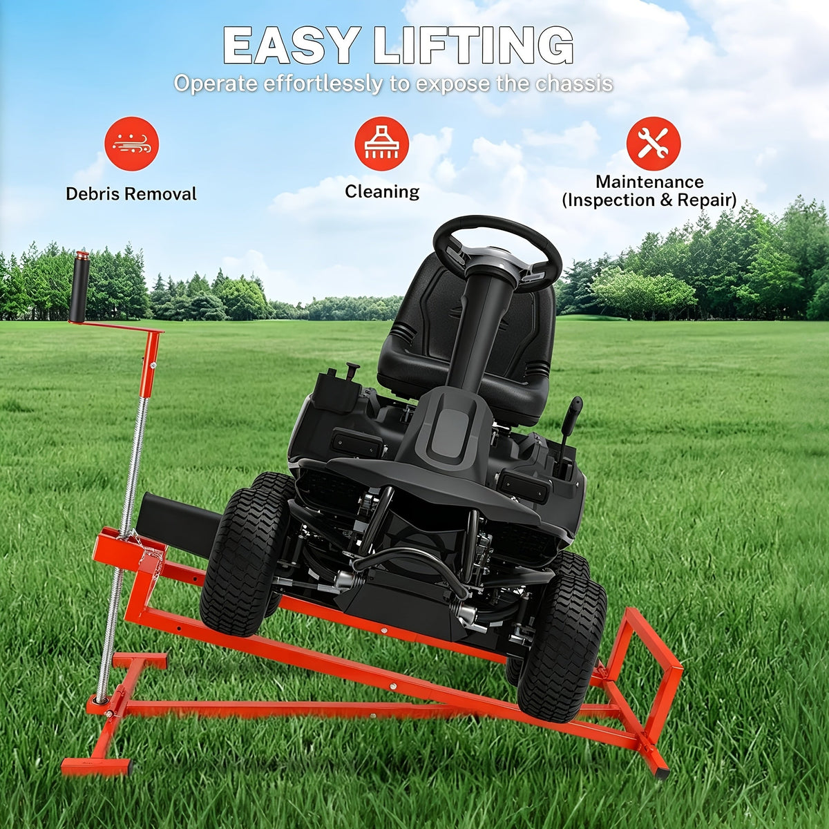 Heavy-Duty Lawn Mower Lift Jack – 880 LBS Adjustable Maintenance Lift