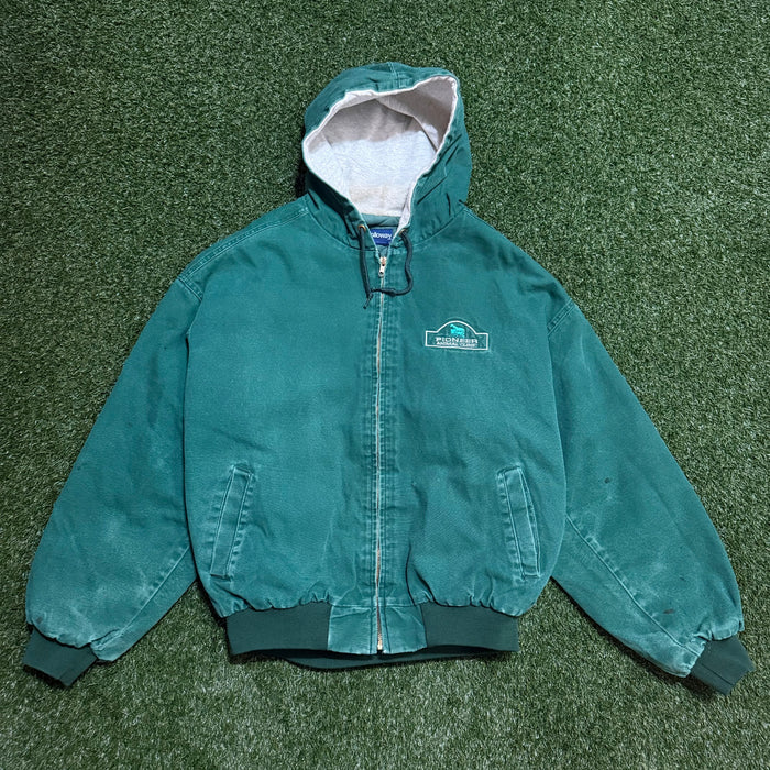 90s Halloway Canvas Zip Up Hoodie Forest Green - L