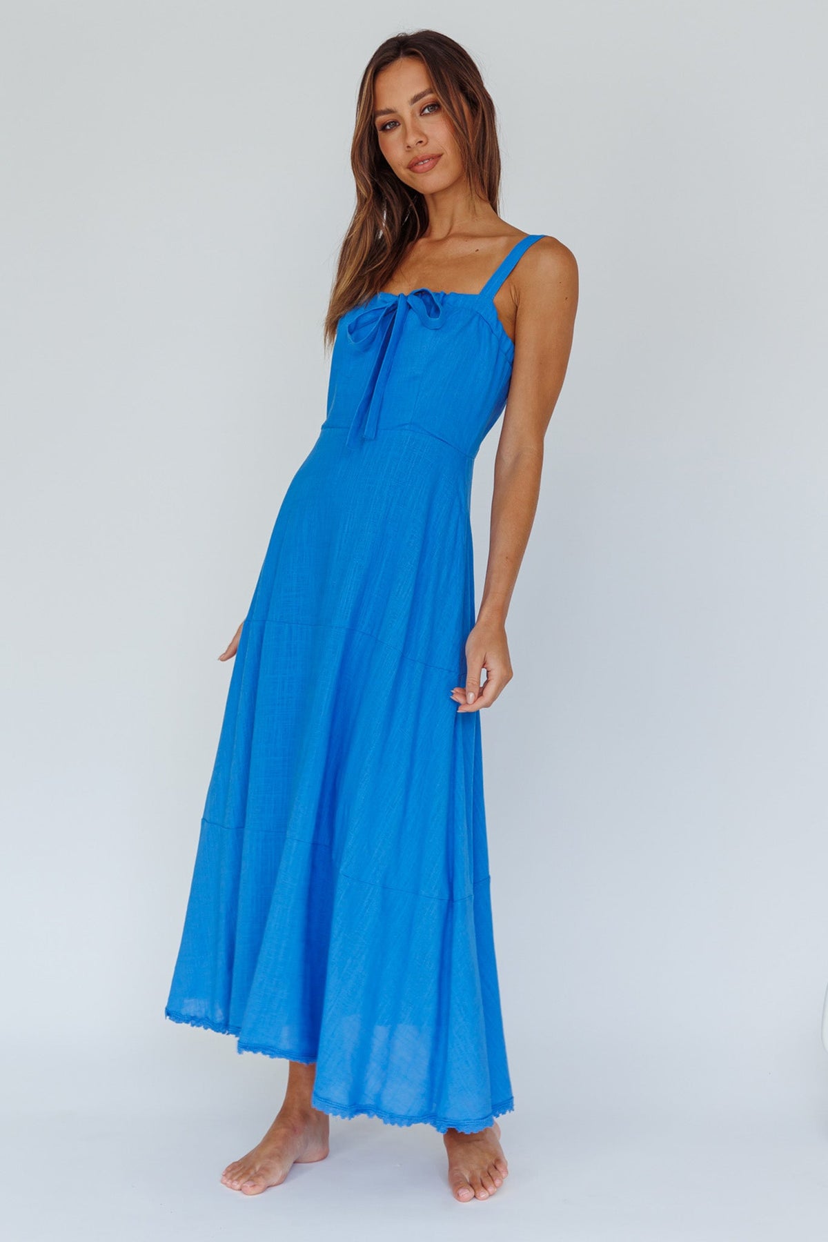 Sublime Tied Neckline Midi Dress Blue