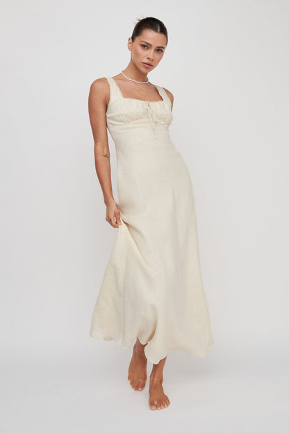 Carlee Gathered Bust Maxi Dress Oat