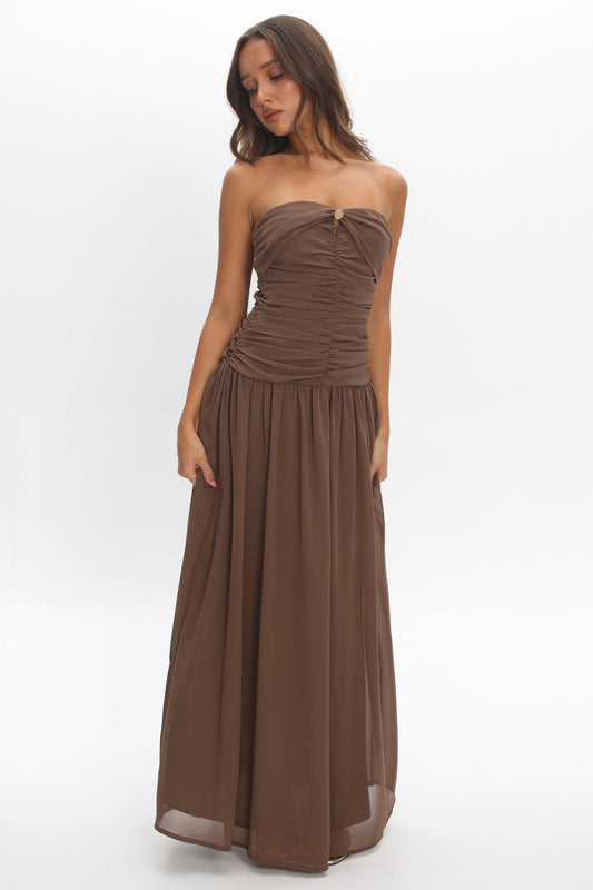 High Streets Strapless Maxi Dress Mocha