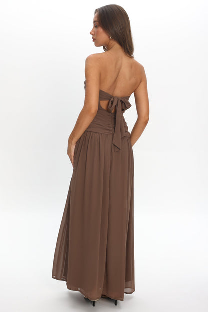 High Streets Strapless Maxi Dress Mocha