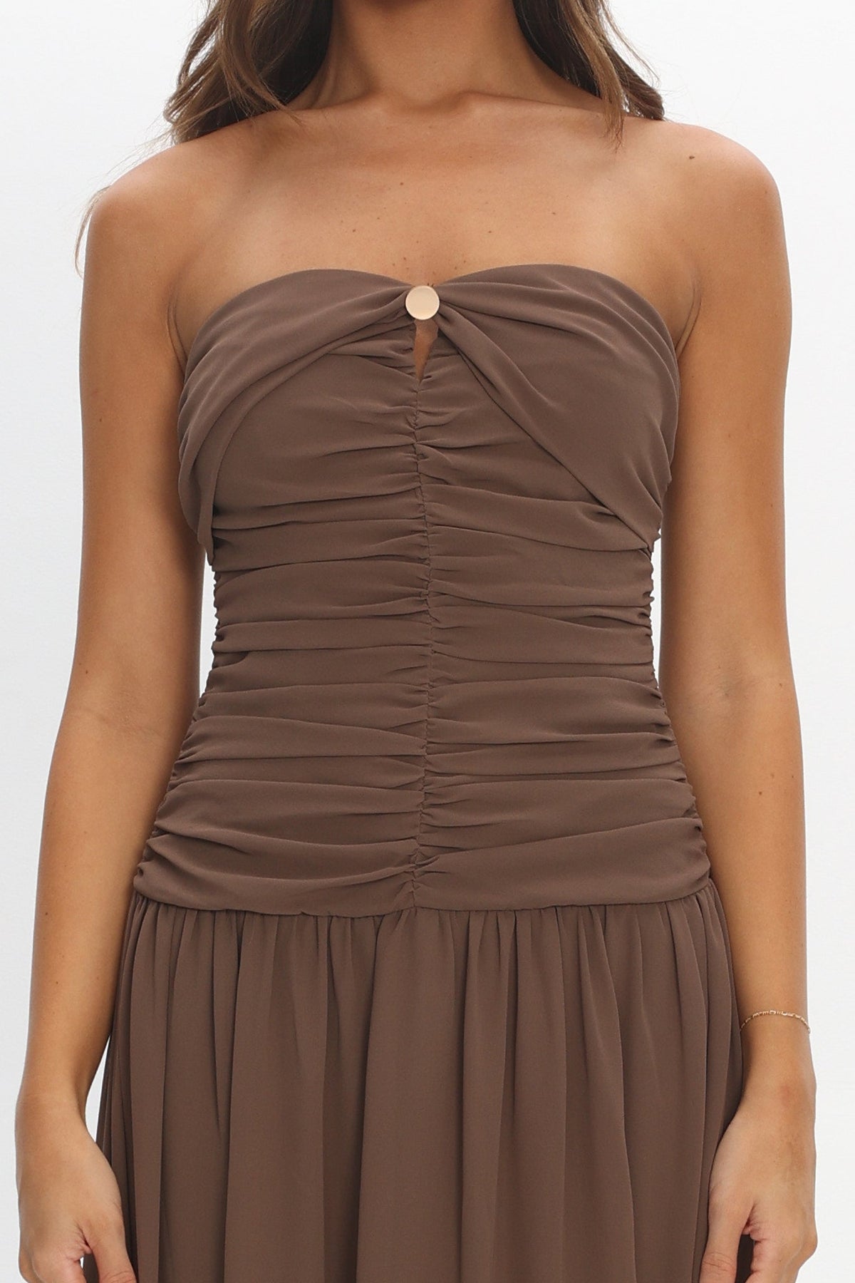 High Streets Strapless Maxi Dress Mocha
