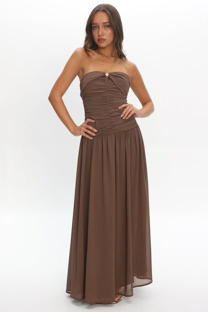 High Streets Strapless Maxi Dress Mocha