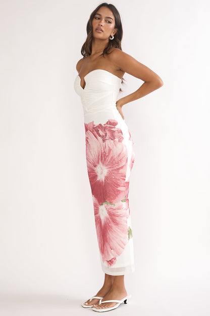 Lahita Strapless Midi Dress Hibiscus Fuchsia