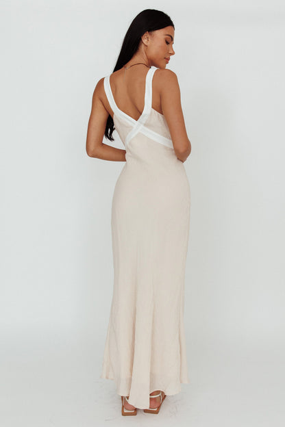 Zariah V-Neck Maxi Dress Beige