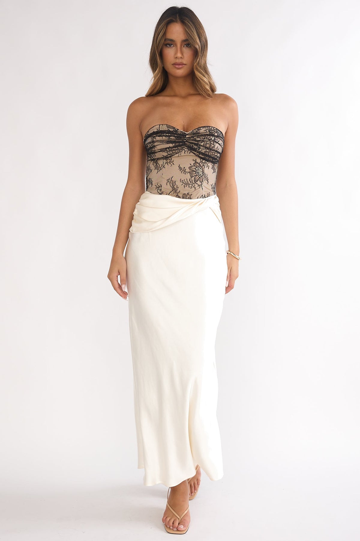 Valoria Lace Bodice Maxi Dress Oyster