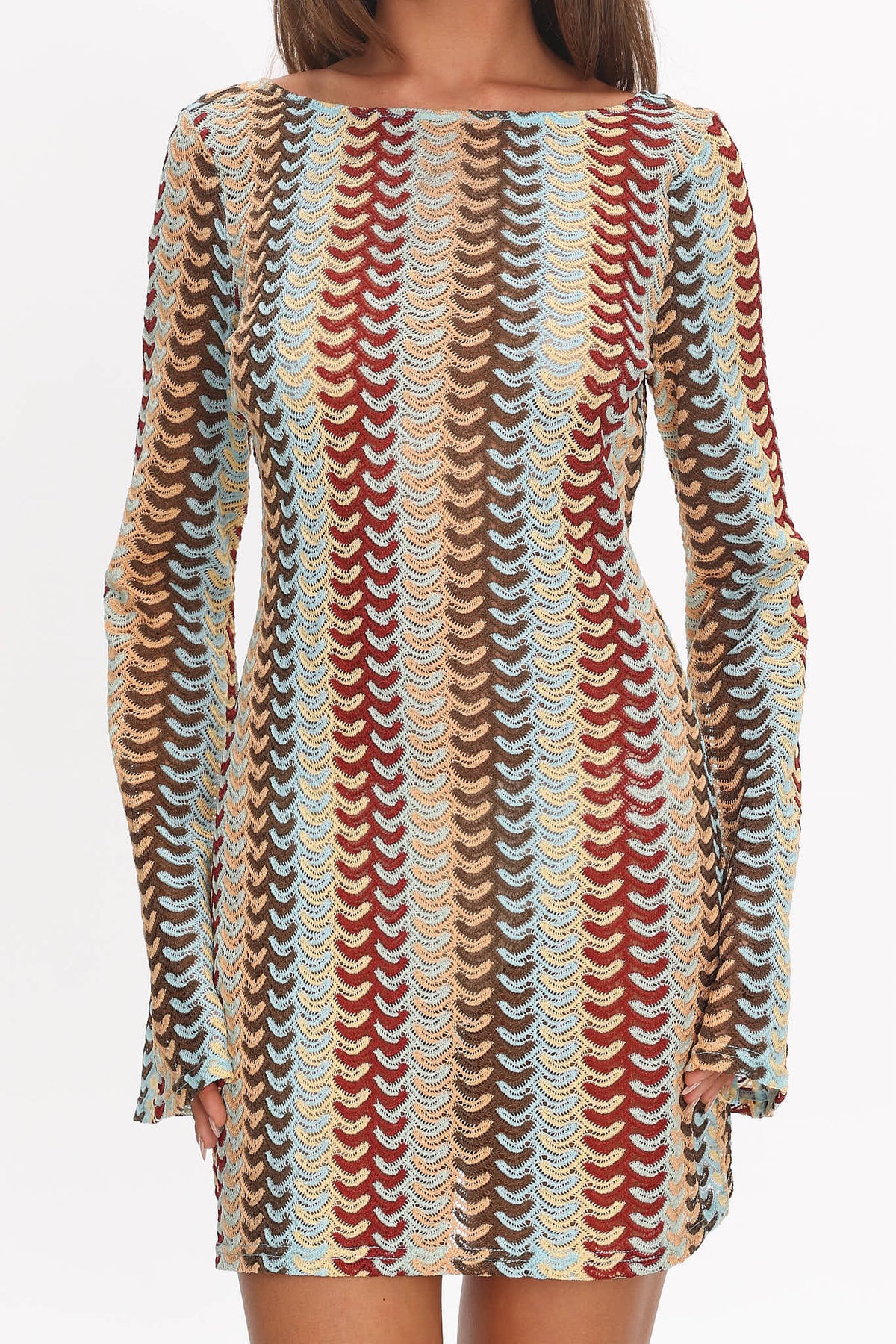 Raley Backless Crochet Mini Dress Rainbow