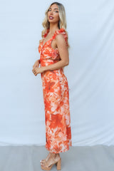 Jovia Maxi Dress - Orange Floral