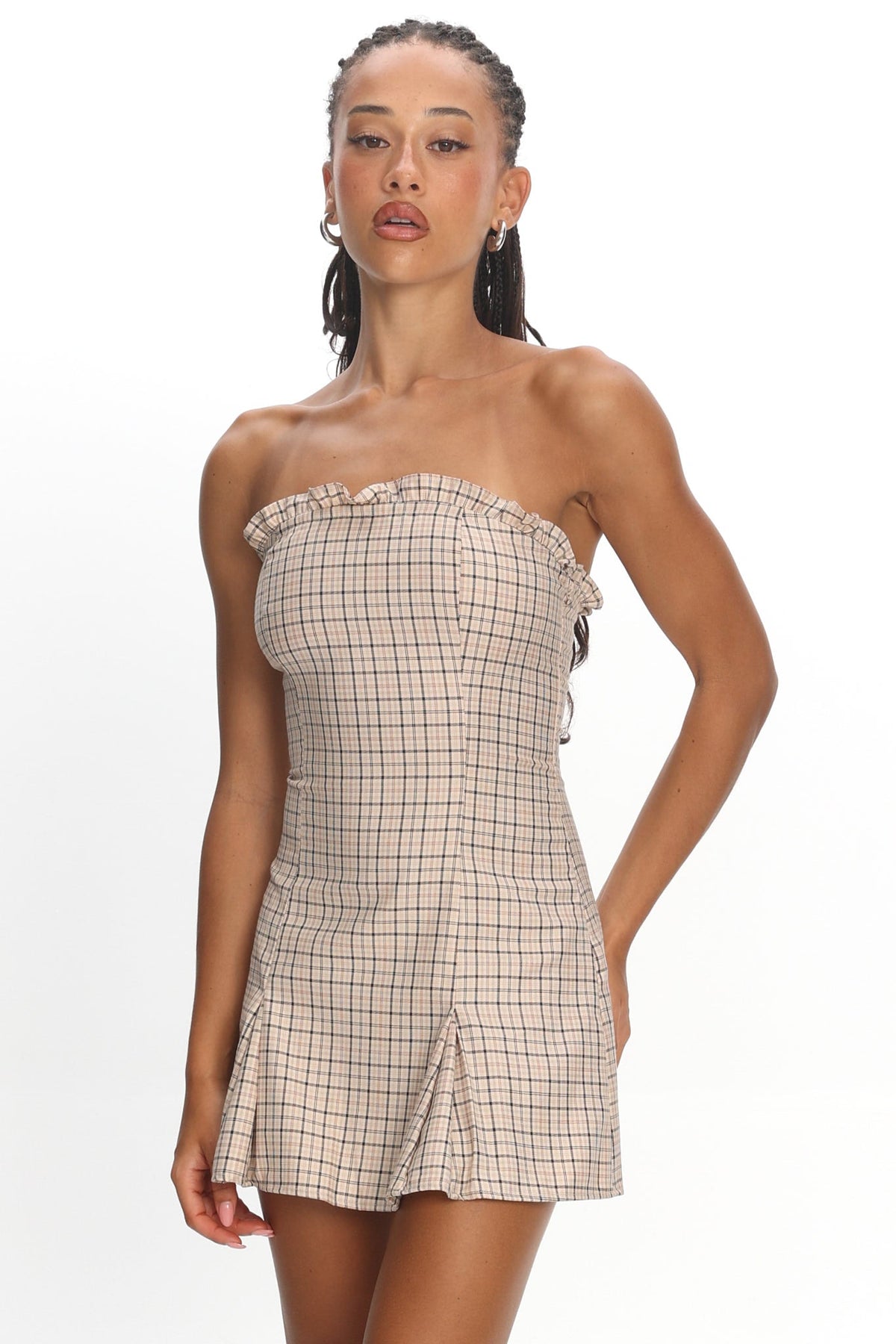 LIONESS Nautica Mini Dress Almond Plaid