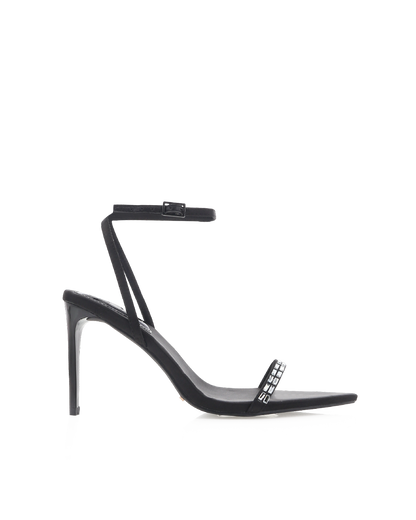 LEONORA - BLACK SATIN-DIAMANTE