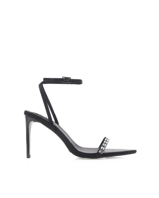 LEONORA - BLACK SATIN-DIAMANTE