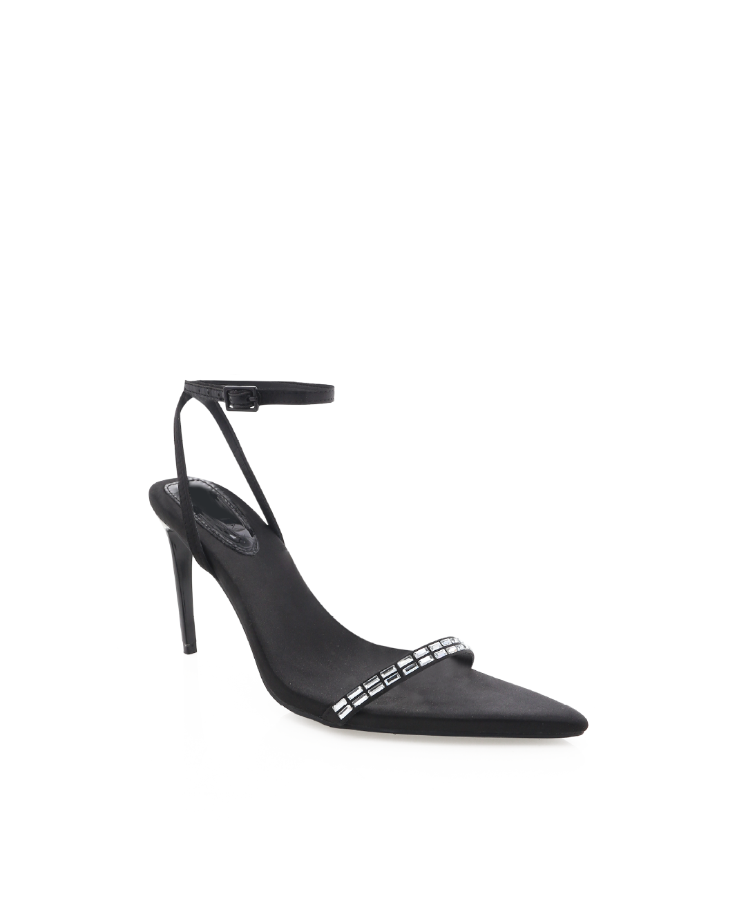 LEONORA - BLACK SATIN-DIAMANTE