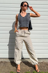 No Plot Needed Parachute Jogger Pants (Coconut Milk)