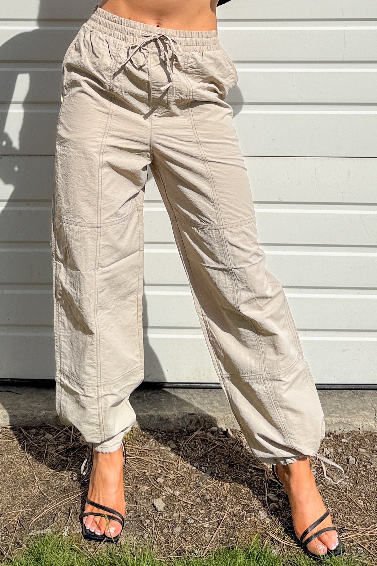 No Plot Needed Parachute Jogger Pants (Coconut Milk)