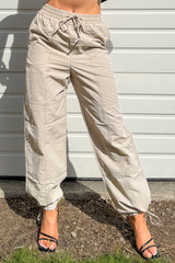 No Plot Needed Parachute Jogger Pants (Coconut Milk)